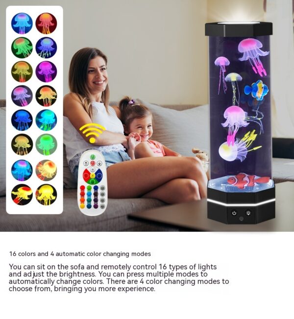 Jellyfish Lava Lamp – 17 Color Changing with Remote and USB Plug-in - Image 3