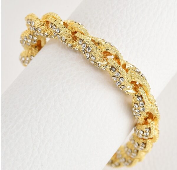 European Hip Hop Alloy Diamond Gold And Silver Color Twist Necklace - Image 6