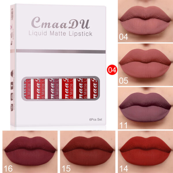 6-Box Set Matte Waterproof Lipstick – Non-Stick, Long-Lasting Lip Gloss - Image 2