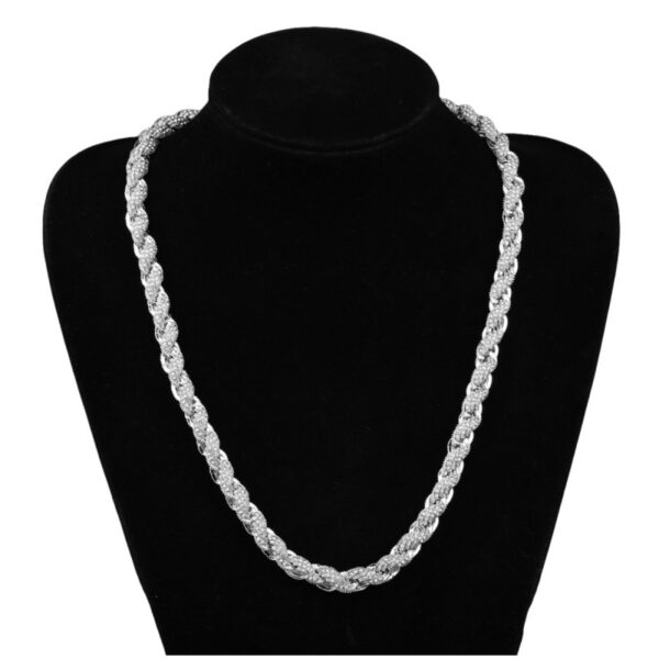 European Hip Hop Alloy Diamond Gold And Silver Color Twist Necklace - Image 2