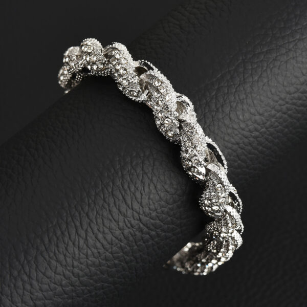 European Hip Hop Alloy Diamond Gold And Silver Color Twist Necklace - Image 3