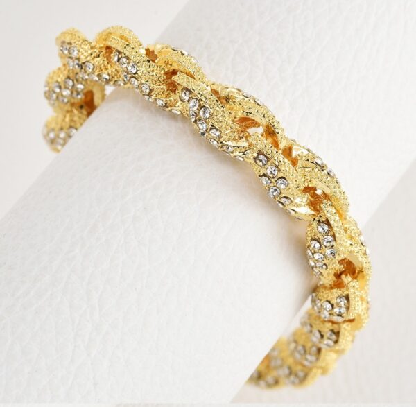 European Hip Hop Alloy Diamond Gold And Silver Color Twist Necklace - Image 5