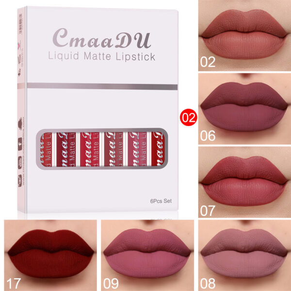 6-Box Set Matte Waterproof Lipstick – Non-Stick, Long-Lasting Lip Gloss - Image 5