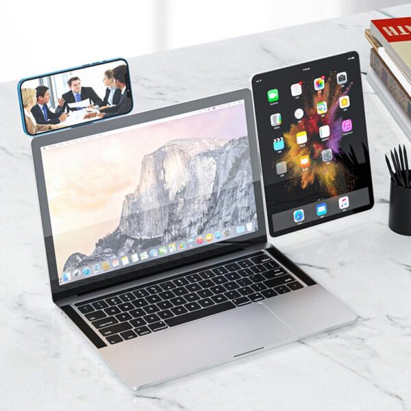 Adjustable Magnetic Laptop & Phone Holder, Foldable Aluminum Dual Screen Stand - Image 3