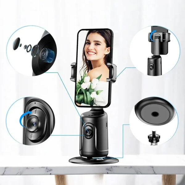 360° AI Auto Face Tracking Gimbal & Phone Holder for Vlogging & Live Streaming - Image 4