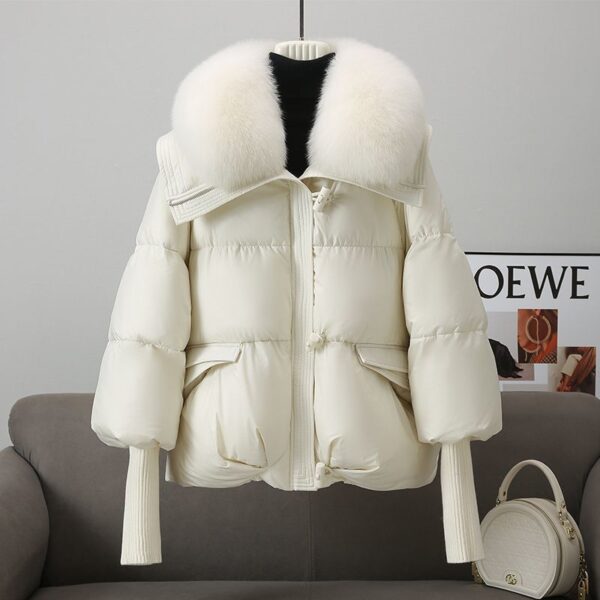 Women's Short Down Jacket – Thickened Winter Coat with Fur Collar - Image 8