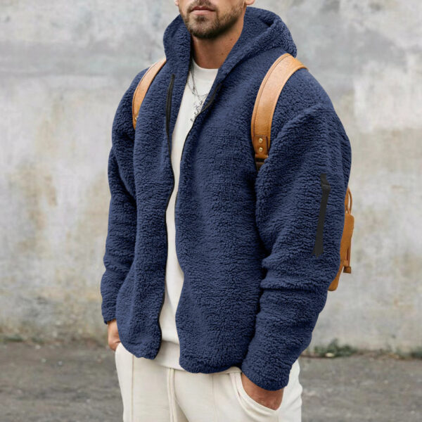 Men's Plush Hooded Jacket - Image 3