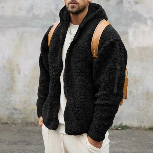 Men's Plush Hooded Jacket - Image 4