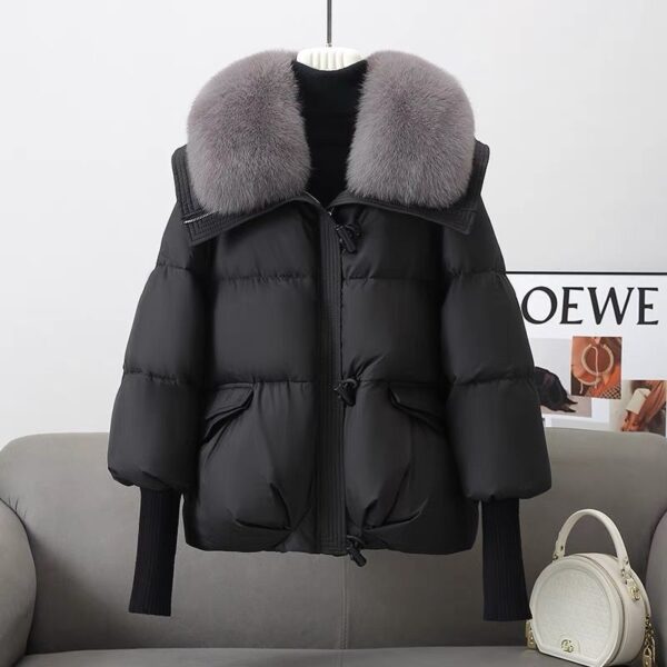 Women's Short Down Jacket – Thickened Winter Coat with Fur Collar - Image 10