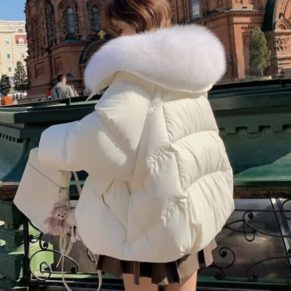 Women's Short Down Jacket – Thickened Winter Coat with Fur Collar - Image 6