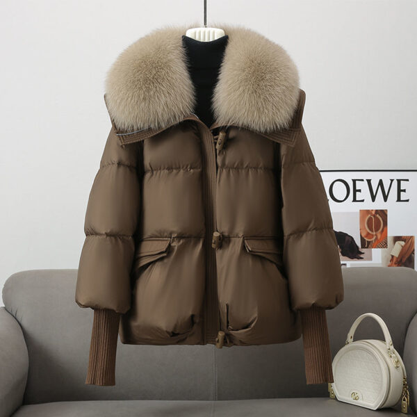 Women's Short Down Jacket – Thickened Winter Coat with Fur Collar - Image 9