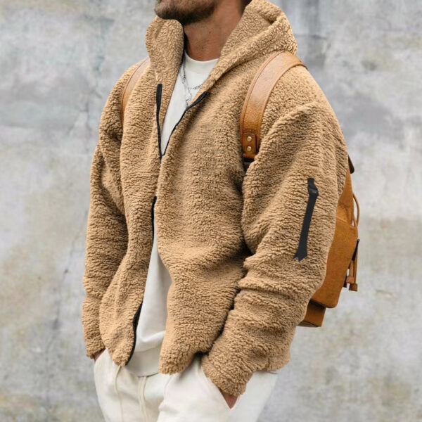 Men's Plush Hooded Jacket - Image 7